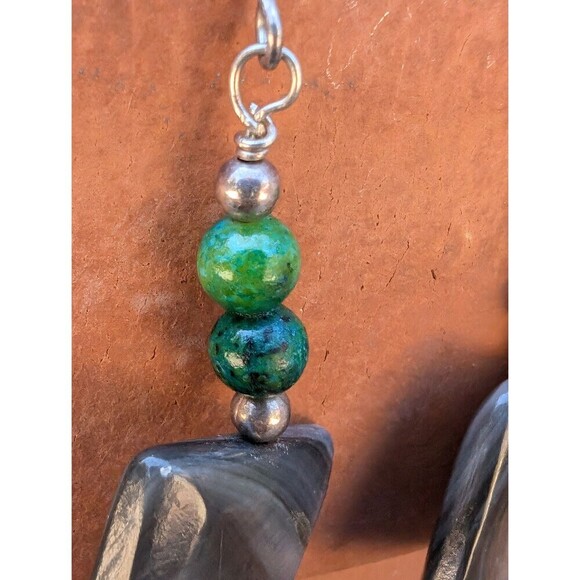 Sterling Silver Labradorite Earrings, Vintage Mystical Earrings - Picture 5 of 10